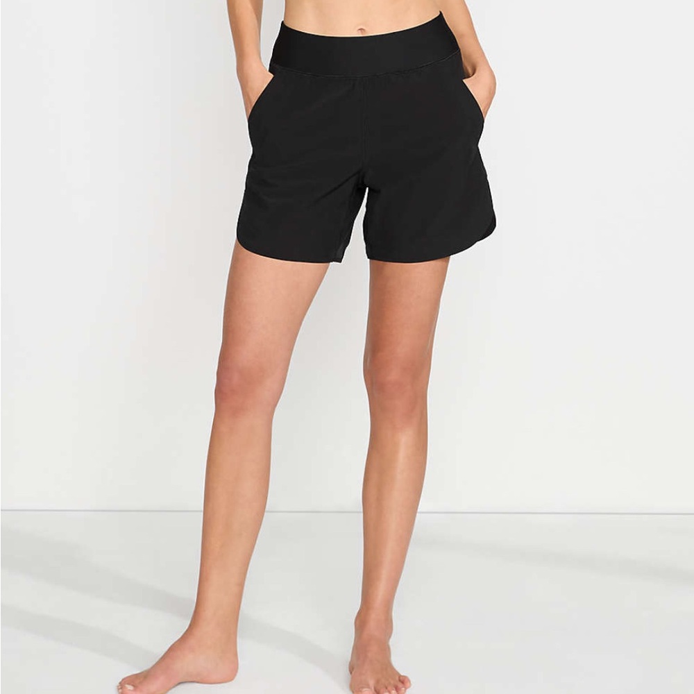Lands End Women's 5" Quick Dry Swim Board Shorts - Size 12, Black